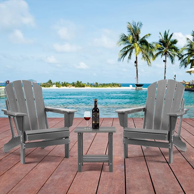 Apolimi Adirondack Outdoor Side Table, 2-Tier Sturdy Patio End Table Weather Resistant, 16.5" Solid Side Table for Patio, Pool, Porch