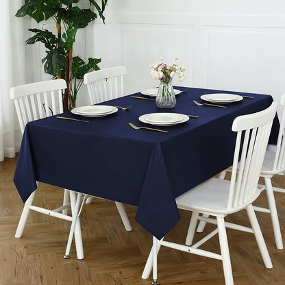 Romanstile 100% Waterproof PVC Tablecloth, Square Oil Spill Proof Stain Resistant Vinyl Table Cloth, Wipe Clean Plastic Table Covers for Kitchen/Dining/Parties - 54 x 54 Inch, Navy Blue
