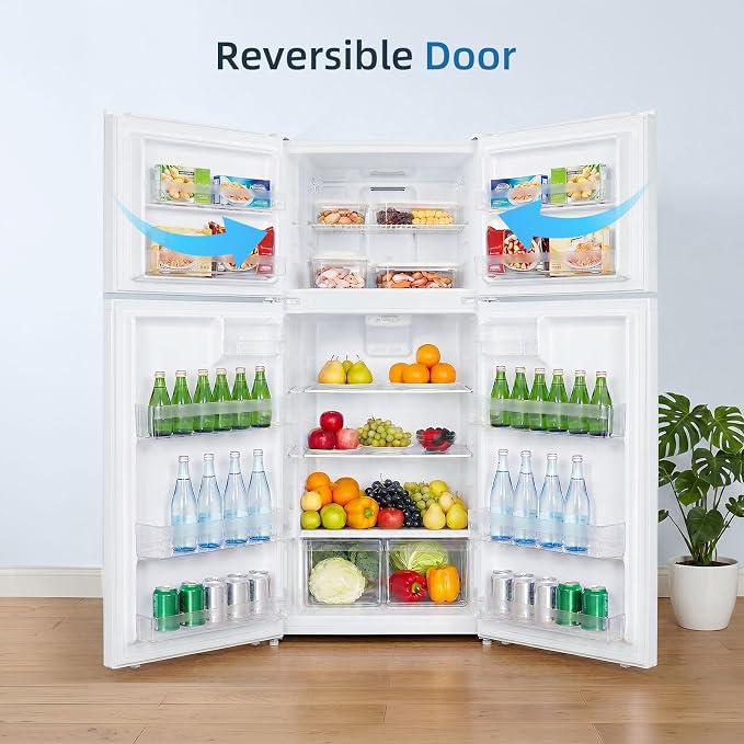 Antarctic Star 17.6 Cu.Ft,2 Door Refrigerator with Freezer,Adjustable Thermostat,Reversible Door for Kitchen,Dorm and Office,White