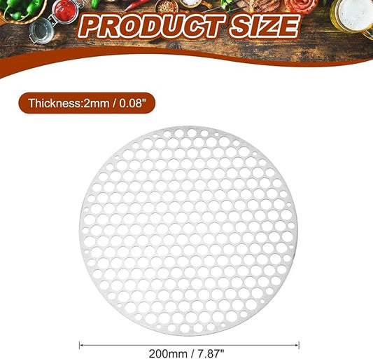 PATIKIL Round Barbecue Grill Mesh Grate, 8" Circular Stainless Steel BBQ Mesh Rack Circular Hole Round Barbecue Grilling Net for Outdoor Camping Home Party Family Gatherings