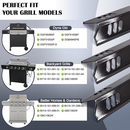 Grill Replacement Parts for Dyna Glo DGF493BNP, DGF510SBP, Backyard Grill BY13-101-001-12, BY14-101-001-02 and BHG Grill Parts, Adjustable 24''-30'' Grease Tray, Heat Plates for Dyna Glo 4 Burner.