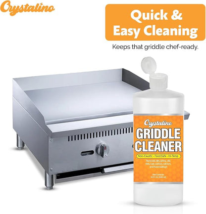 Flat Top Grill Cleaner (32 Fl Oz), Removes Grease, Rust, Fats, Carbon, and Calcium, Griddle Cleaning Kit, Use on Stainless Steel as Wolf Blackstone Griddle Cleaner for Flat Top Degreaser