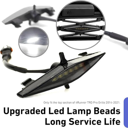 4 PCS Grill LED Lights, Front Grille Lamps with Harness and Fuse, Compatible with 2014-2022 4Runner TRD Pro Grille (White)