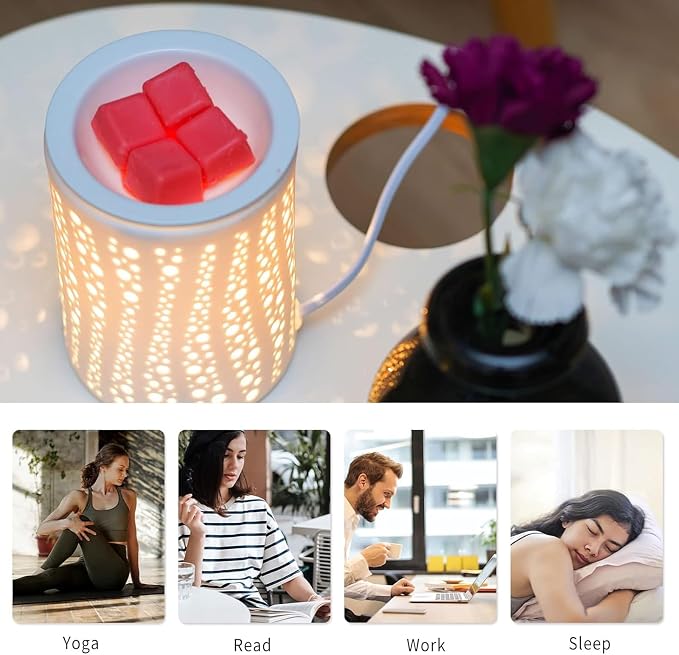 PALANCHY Electric Wax Melt Warmer for Scented Wax or Oil Ceramic Wax Warmer | Wax Melt Light Starry Night Pattern, 2 Bulbs Included 25W. Oil Burner Sized For Bedroom, Office & Living Room. Gift Boxed