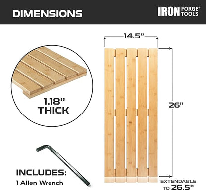 Iron Forge Tools Pellet Grill Storage Shelf - Compatible with Traeger Pro 22 and Traeger Pro 575 Accessories - Real Wood Bamboo Slat Shelf for Smoker Pellet Storage Grill Bin Accessories