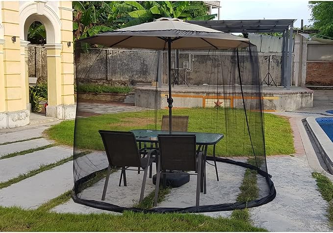 10FT Mosquito Net for Patio Umbrella Outdoors Screen Polyester Hanging Tent （Mosquito Net Only） (10FT)