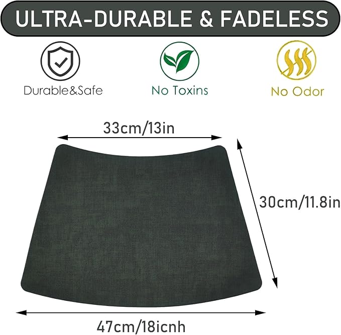 Round Table Placemats Set of 4, Faux Leather Wedge Shape Place Mats Heat Resistant Wipeable Washable Table Mats, Heavy Duty Kitchen Dining Mats(Dark green)