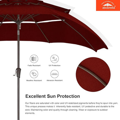 ABCCANOPY 9FT 3-Tier OLEFIN® Patio Umbrella, 5-Year No Fading, Burgundy | Heavy Duty Fade-Resistance Outdoor Table Umbrella, 8 Sturdy Ribs, Tilt, Crank for Deck, Backyard, Garden, Yard, Pool