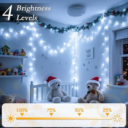 66FT 200 LED Christmas Tree Lights, Bright Cool White Outdoor Christmas String Lights for House, Fairy Lights with 8 Modes, Waterproof & Durable Indoor Outdoor Decor, Timer Included
