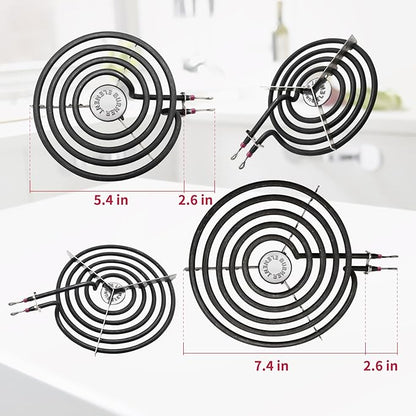 MP22YA Electric Stove Burner Element Replacement Set & W10290350 W10290353 4 Pack Black Drip Pans - Perfectly Fit Whirlpool Electric Range Stove Top