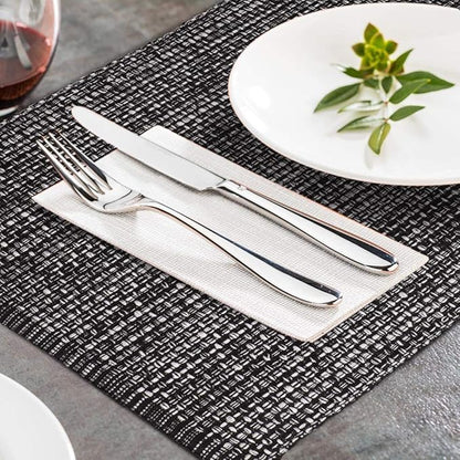 Urban Villa Set of 6 Blak Placemats for Dining Table 100% CottonPlacemats 14''x20'' Over Sized Tablemats Placemats Black/White Two Tone Tablemats for Family Dinners Wedding Parties Everyday Use