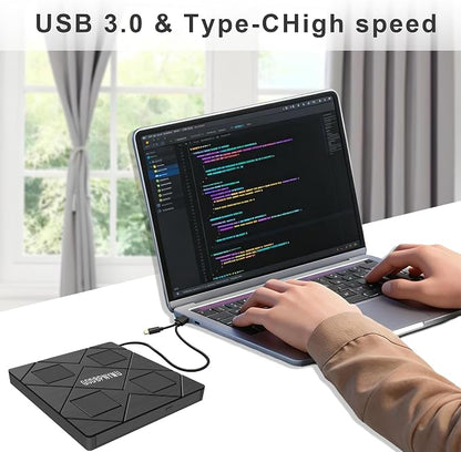 External CD Drive: an 8-in-1 DVD Player for Laptop Featuring USB*2 /C*2,TF/SD Card Reader.CD/DVD +/-RW Burner,Compatible with Windows 11/10/ 8/7/XP,Linux,Mac os. Comes with 1+4 Storage Bag