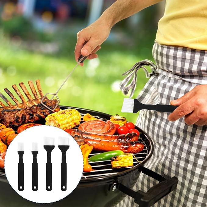 Luxshiny Bbq Brush Set 4Pcs Nylon Bristle Pastry Basting Brushes with Heat Resistant Grip for Grilling Roasting Baking Marinades