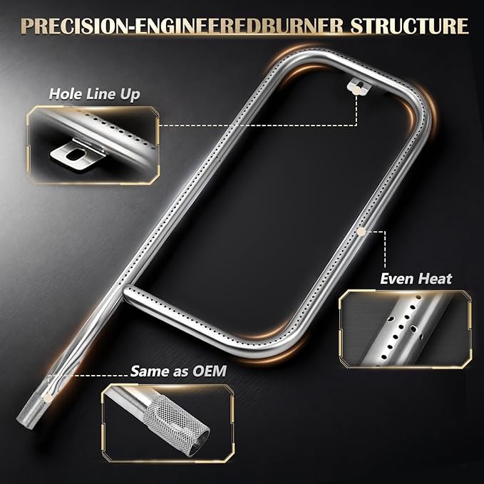 QuliMetal 41862 Grill Burner for Weber Q2200, Q2000, Q220, Q200 Grills, 396000, 396001, 396002, 566002, 53060001, 54060001, 304 Stainless Steel Q2000 Burner Tube Part for 69956, 20.5"