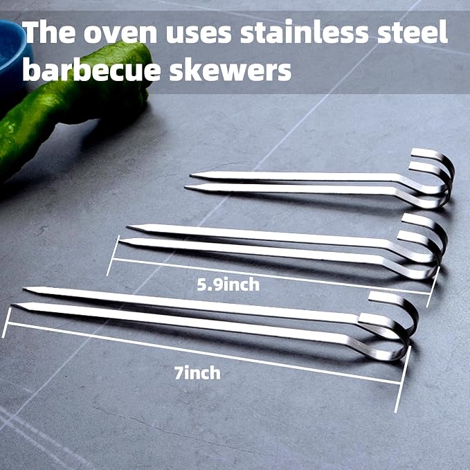 40PCS Kabob Skewers Flat Metal BBQ Barbecue Skewer 7" short Stainless Steel Shish Kebob Sticks Wide Reusable Grilling Skewers Set for Meat Shrimp Vegetable, Set of 40 with box (5.9inch)