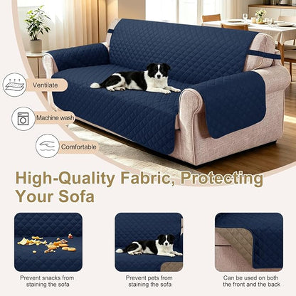 Reversible Chair Covers for Recliner Oversized, Navy/Camel | Recliner Oversized Covers for Living Room with Elastic Straps, Water Repellent, Chair Protectors Covers for Dogs