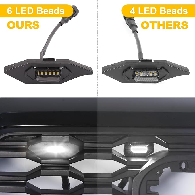 White Led Grill Lights Emblem for Toyota Tacoma TrdSport Off Road 2020-2023 | 4pcs ,TRD Off Road Sport OEM Grill,Rapt0r Lights for Tacoma 6 LED Upgrade Grille Light