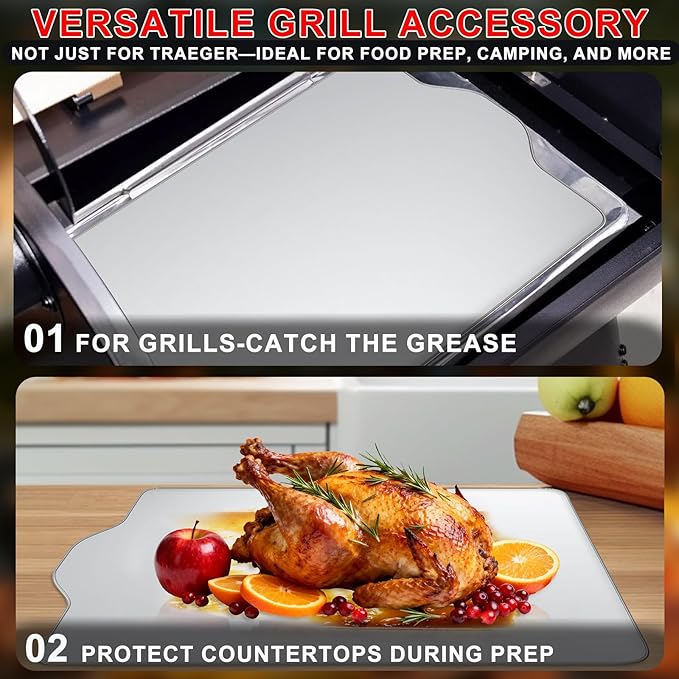6 Packs BAC408 Drip Tray Liners for Traeger Tailgater 20 Series Grills, Heat-Resistant Foil Liners Replacement for Traeger Tailgater Accessories, Aluminum Tray for Catching Grease 19.6" x12.5"