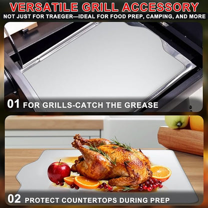 6 Packs BAC408 Drip Tray Liners for Traeger Tailgater 20 Series Grills, Heat-Resistant Foil Liners Replacement for Traeger Tailgater Accessories, Aluminum Tray for Catching Grease 19.6" x12.5"