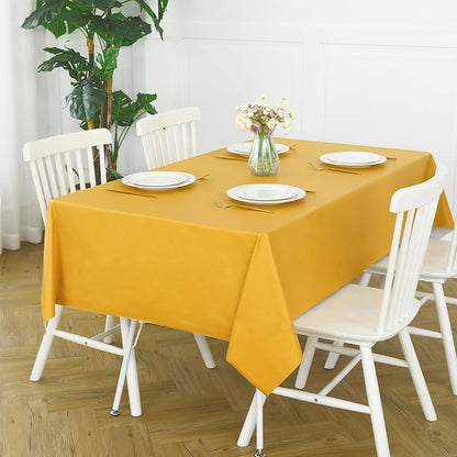 Romanstile Halloween 100% Waterproof PVC Tablecloth, Square Oil Spill Proof Stain Resistant Vinyl Table Cloth, Wipe Clean Plastic Table Covers for Kitchen/Dining/Parties - 54 x 54 Inch, Yellow