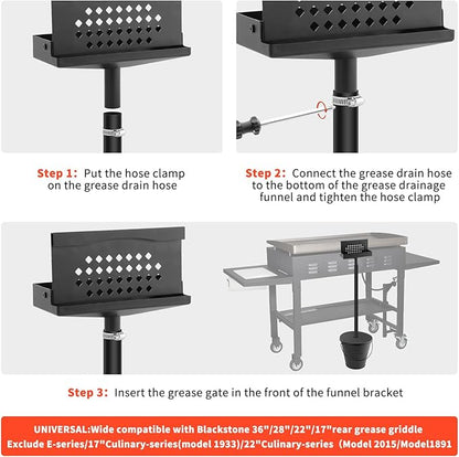 Rear Grease Drainage System for Blackstone, Grease Gate for Blackstone Grease Cup Upgraded Two mounting Options Blackstone Accessories