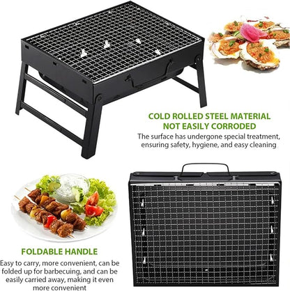 Portable Foldable Steel BBQ Grills Patio Barbecue Charcoal Stove Grills For Outdoor Cooking Camping Picnic Beach