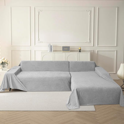 MYSKY HOME Non-Slip Couch Cover Couch Covers for 2 Cushion Couch Sofa Cover Sofa Slipcovers for Dogs, Sofa Covers Washable Love Seat Couch Covers Thick Furniture Protector, 71" x 102", Light Grey