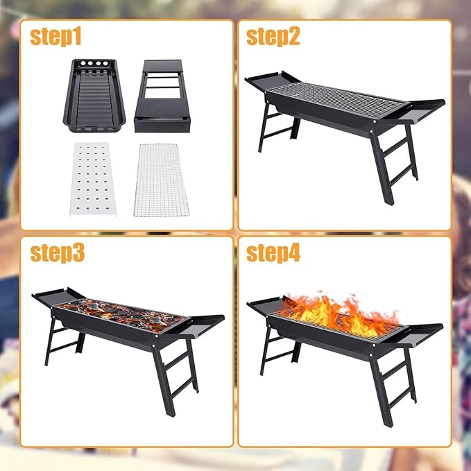 Barbecue Charcoal Grill Foldable Charcoal Grill Outdoor Barbecue Grill Portable Grill Suitable For Camping Portable Charcoal Grill