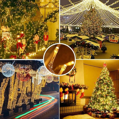 weillsnow 164 FT 500 LED Fairy Lights Outdoor, Warm White String Lights with Timer & 8 Modes, Waterproof Plug in Christmas Lights for Bedroom Wedding Party Decor