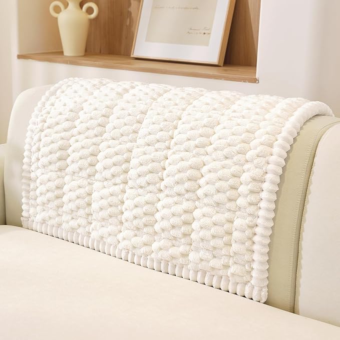 OstepDecor Couch Cover for Dogs, Washable Non Slip Sofa Cover for Pets | Soft Couch Covers for Sofa, Loveseat and Sectional, Furniture Protector Against Pet Hair & Dirt (35.4" x 35.4", White)