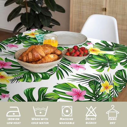 Palm Leaves Decorative Rectangle Table Cloth Hawaii Green Tropical Leave Flower Rectangle Polyester Table Cloths Kitchen Table Cover for Dining BBQ Picnic Coffee Table 52" x 70" 4-6 Seats