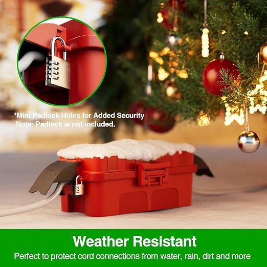 Flemoon 2 Pack IP55 Small Outdoor Electrical Box Waterproof for Power Strip | Inner 5.9 x 3.2 x 1.8inch, Extension Cord Cover with Detachable Awning Covers for Plug, Outlet, Holiday Lights, Red