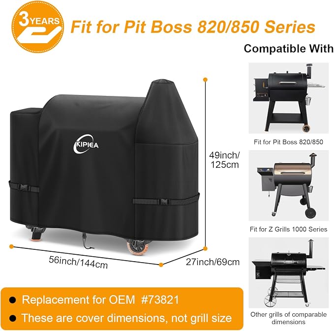 600D Pellet Grill Cover for Pit Boss 820 & Pro 850, Waterproof BBQ Smoker Cover, UV Resistant, No Tear, No Fading