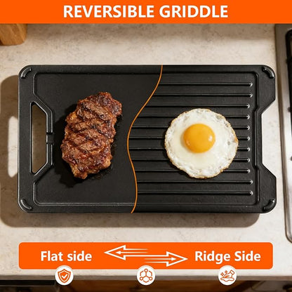 BAC609 Reversible Cast Iron Griddle Plate for Traeger Pro 575 780, Ironwood XL, Timberline, Eastwood & Century, Ridgeland 572, Pro Series 22 34, 18.2" x 11" Grill Accessories Replacement Parts