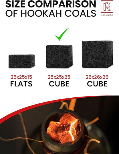 72 pcs Hookah Charcoal Hookah Coals for Hookah Coconut 25mm Cubes – 72 pcs - 1.1 KG (2.2 lbs) – Premium Quality – 100% Natural Coconut Charcoal Hooka Cubes – NOT Quick Light