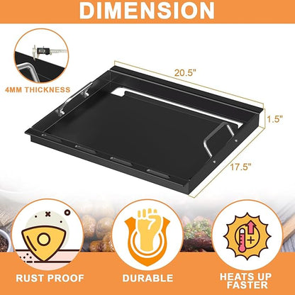 Full Size Griddle for Weber GS4 Spirit II & I E210 E220 S210 S220,Spirit 2 Grill Parts Grill Flat Top Insert w/Handles, 7637 64815 6702 Replacement Parts for Weber Spirit 2 Griddle Insert,Carbon Steel