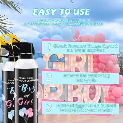 Gender Reveal Fire Extinguisher 2 Pack - Blue or Pink Smoke for Boy or Girl Baby Shower - Biodegradable Decorations and Ideas