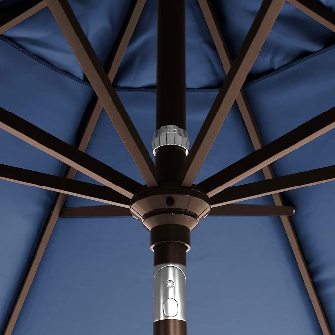 California Umbrella 12-Year-Non-Fading, 9Ft Premium Sunbrella Patio Umbrella, Hand-Crank, Button-Tilt, Bronze Frame, Navy Fabric