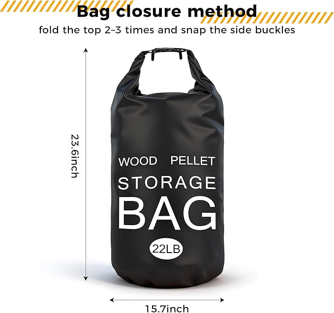 2 Pack 22LB Wood Pellet Storage Containers - Waterproof Pellet Storage Bag with Handles, Charcoal Storage Bin for Grill, Smoker Accessories Organizer for BBQ Pellets Charcoal & Wood Chips