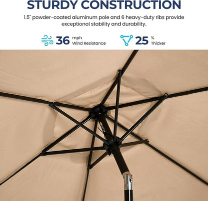 SUNVIVI OUTDOOR Outdoor Patio Umbrella, Patio Umbrella, Market Umbrella, Large Outdoor Umbrella, Metal Pole Umbrella with Push Button Tilt and Crank, Polyester Canopy