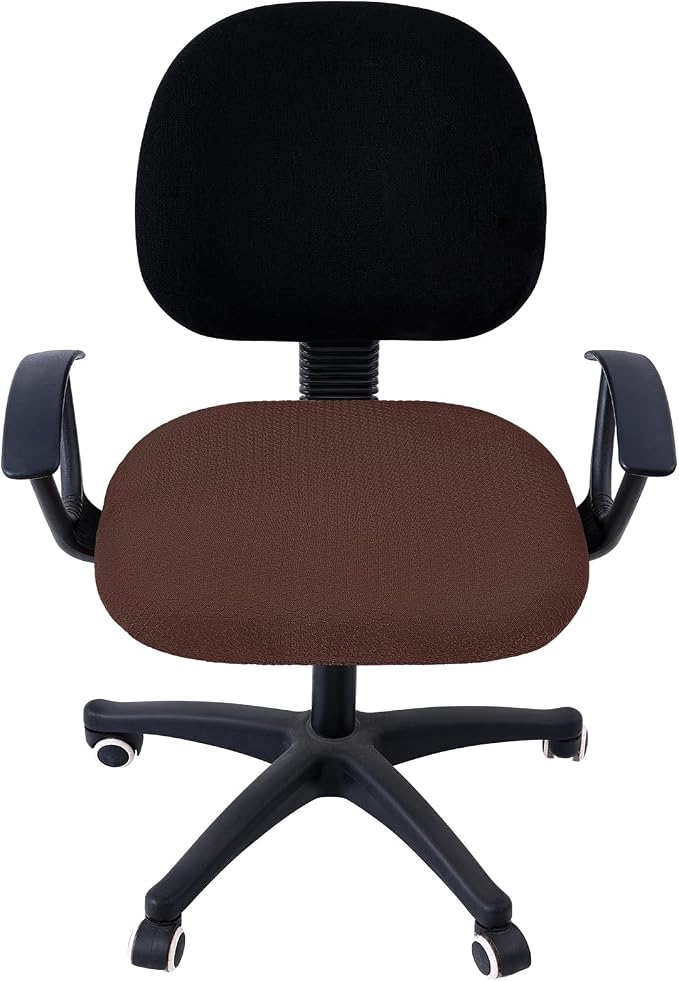 Smiry Office Computer Chair Seat Covers for Desk, Anti-dust Protector | Stretch Jacquard Removable Washable Desk Chair Seat Cushion Protectors, Light Chocolate
