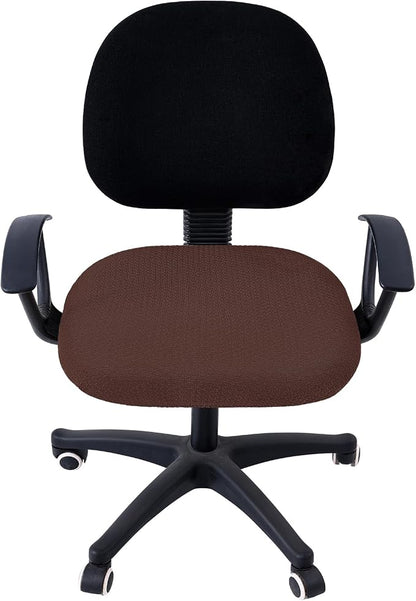 Smiry Office Computer Chair Seat Covers for Desk, Anti-dust Protector | Stretch Jacquard Removable Washable Desk Chair Seat Cushion Protectors, Light Chocolate