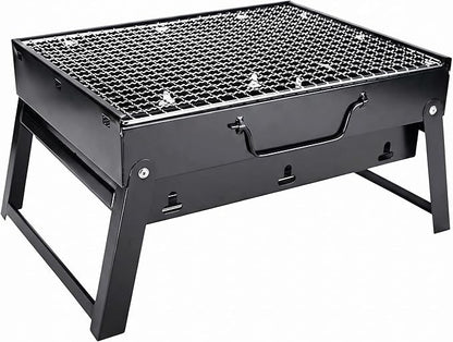 Foldable Small Portable Charcoal Grill, Mini BBQ Grill Tabletop Charcoal Grill, Compact Camping Grill for Outdoor Picnic Backyard, Reusable Alternative to Disposable Grills
