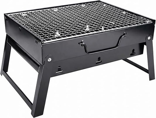 Foldable Small Portable Charcoal Grill, Mini BBQ Grill Tabletop Charcoal Grill, Compact Camping Grill for Outdoor Picnic Backyard, Reusable Alternative to Disposable Grills