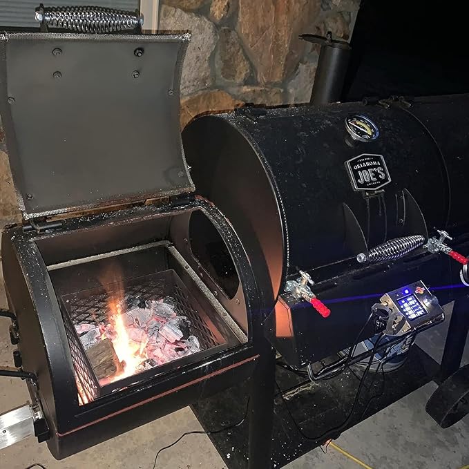 BBQ-PLUS Charcoal Firebox Basket and Smoker Door Clamps for Oklahoma Highland Bandera Longhorn,Charcoal Box,Fire Basket and Latches for Most Offset Smoker Grill,12 W x 12 D x 7.5 H,Stainless Steel