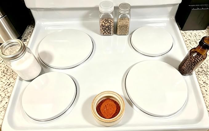 Ritadeshop Burner Covers for Electric Stove (White, Round 8/10'')