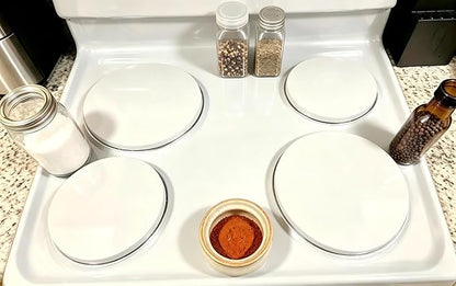 Ritadeshop Burner Covers for Electric Stove (White, Round 8/10'')