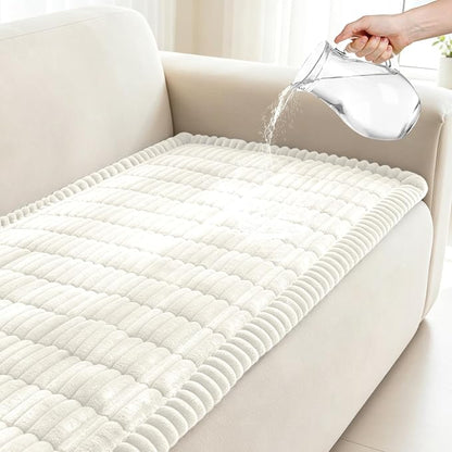 Leakproof Couch Cover for Dogs, Non Slip Washable Sofa Protector | Stain-Resistant Window Seat Cushions Chair Mat Car Seat Cover for Kids Pets (Off-White 27.6" x 59")