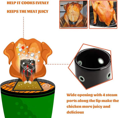 Large Ceramic Roaster Rack for Turkey&Big Chicken,Beer Can Turkey Stand Vertical Poultry Ceramic Steamer,Non-stick Ceramic Cooking BBQ Accessories For Grilling like Kamado Grill,Ovens,Smokers (Large)