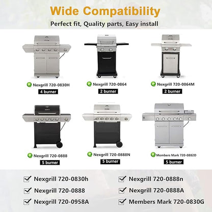 Grill Replacement Parts for Nexgrill 4 Burner 720-0830H 720-0783E, Nexgrill 720-0888 720-0888N Gas Grill, Heat Plate Shields, Burners and Ignitors for Home Depot Nexgrill Replacement Parts 4 Burner
